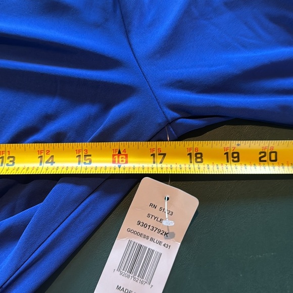 MSK Goddess Blue Midi Dress NWT Tie Waist Business Casual Work Office Stretchy M - Picture 11 of 13